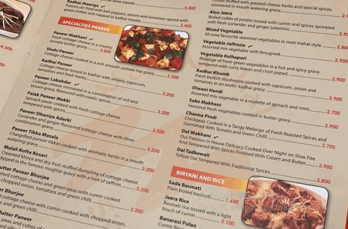 menu مطعم موتي محل