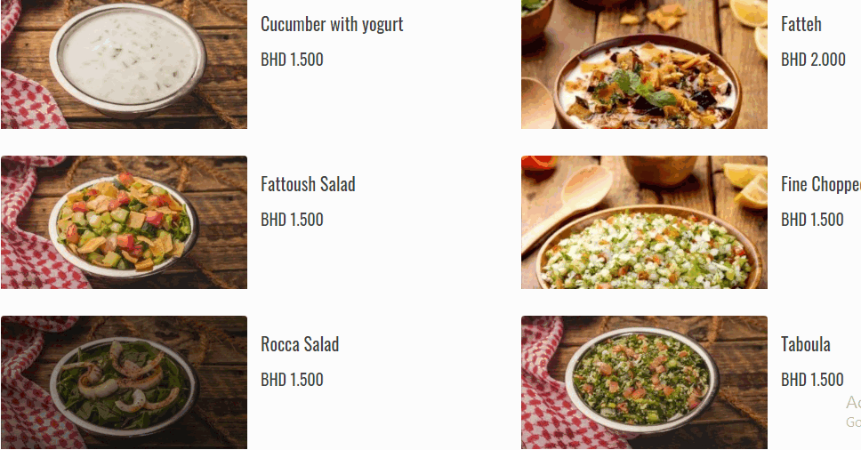 مطعم سوق المباركية منيو