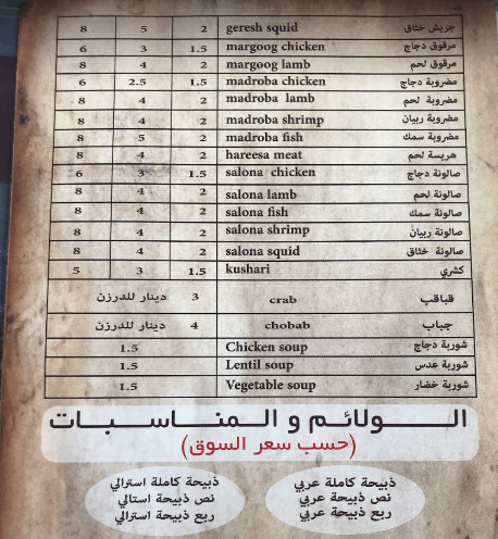 منيو مطعم لول