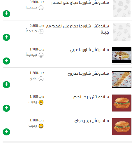 منيو مطعم أفندي في البحرين
