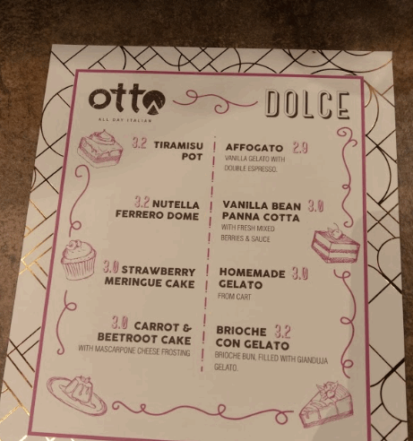 منيو مطعم أوتو الإيطالي 